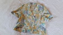 Tailleur veste jupe vintage T 42 imprimé floral pastel