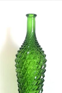 Carafe diamant en verre d'Empoli vert 1950 