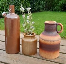 trio de vase / soliflore en grès, rétro vintage