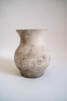 Vallauris, vase vintage beige en terre cuite