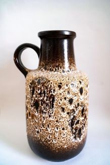 Vase West Germany vintage marron en céramique fat lava, 1950