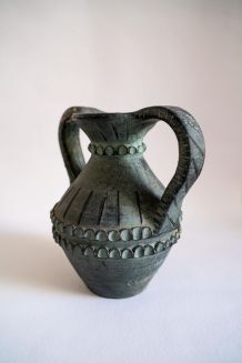 Vase, amphore vintage verte en céramique espagnole, 1960