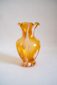Vase vintage Murano soufflé à la main doré, années 70
