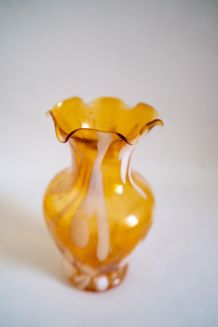 Vase vintage Murano soufflé à la main doré, années 70