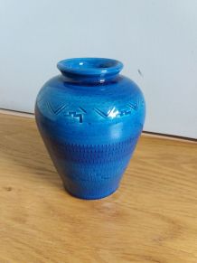  Vase bleu style Aldo Longi pour Bitossi 
