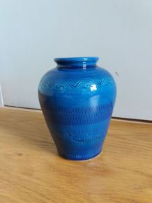  Vase bleu style Aldo Longi pour Bitossi 