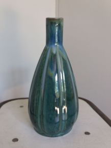 Vase pichet soliflore en céramique émaillée tons vert bleu