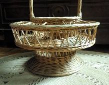 Porte bouteilles et verres en osier (Années 50)