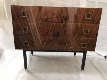 Commode 3 tiroirs laquée placage palissandre