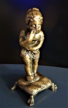 Statuette en Bronze de petite fille,jolie patine, style Art 