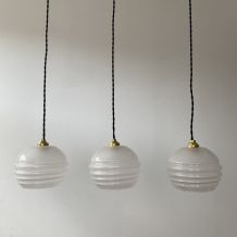 LOT 3 ANCIENNES SUSPENSIONS EN VERRE vintage