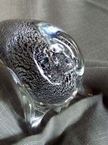 Cygne de cristal Murano verre noir feuille d'argent 
