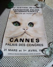 Poster Affiche exposition chats Cannes 1984 par G. Hot