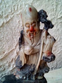 Sage chinois Belle statuette en pierre de lard (stéatite) 