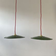 LOT 2 ANCIENNES LAMPES SUSPENSION SEMAILLEES INDUSTRIELLES