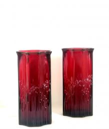  Paire de vases art déco rouge skyscraper