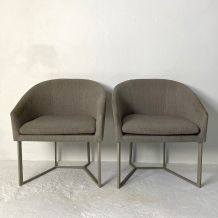 Paire de fauteuils gris