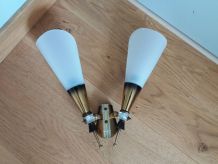 Applique double laiton et plexiglas Maison Lunel