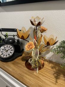 Bougeoir métal floral vintage