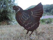 décoration de jardin poulet - pique à herbe poulet en acier 