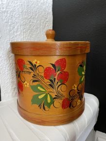 Boite en bois motifs floraux 