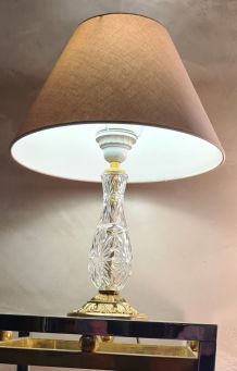 lampe style delux  1975 a 80 verre et  chrome or 40x25 tres 