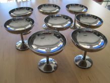 8 Coupes a glaces Guy Degrenne inox France vintage  