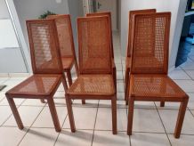 Suite de 6 chaises cannage design italien vintage années 70
