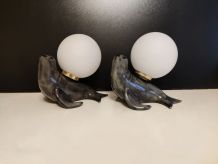 lampes otarie grises et globe blanc