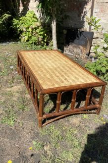 TABLE BASSE EN ROTIN VINTAGE