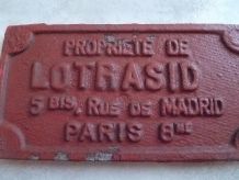plaque de Wagon ancienne LOTRACID, vintage