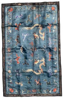Tapis ancien Chinois textile en soie fait main, 1B940