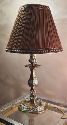 lampe style napoléon 3 bronze peint  electricité  neuve h 48