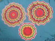 lot  de 3 napperonds au crochet, vintage