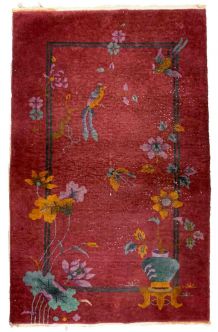 Tapis ancien Chinois Art Deco fait main, 1B942