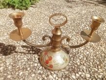 chandelier, bougeoir 2 feux, laiton