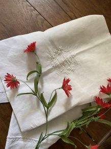 Taie d oreiller en coton métis blanc monogramme MR.