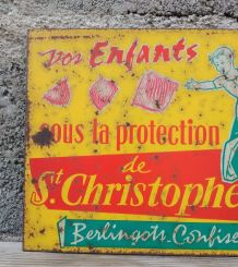 Plaque en tôle lithographiée - Confiserie Saint Christophe 