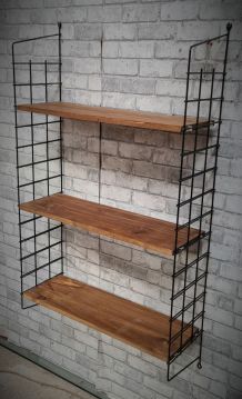 GRANDE etagere  scandinave  1960 a 70  3 tablettes  bois bru