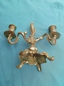 chandelier  décoré  en laiton , vintage