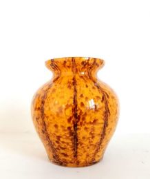Vase verre soufflé jaune style Murano 