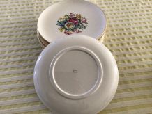 9 Assiettes plates bouquet fleur