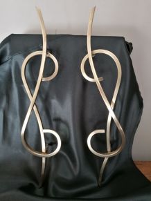 2 GRANDES POIGNEES PORTE - ARMOIRE - STYLE ART DECO - EN LAI