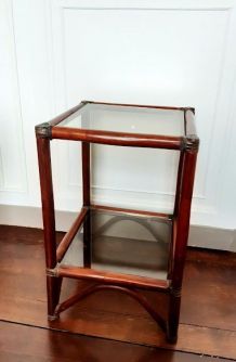 Etagère rotin et verre fumé 1970 