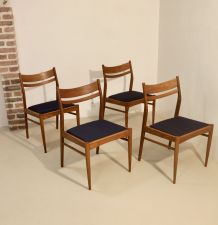 Lot de 4 chaises vintage scandinaves en chêne année 60  Ref.
