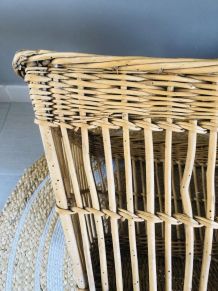 Panier à linge en osier tressé