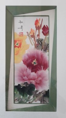 Tableaux motif floral japonisant (Lot de 2)