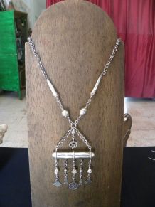 collier berbère bijoux en argent massif pendentif amulette 