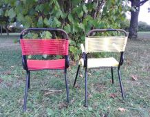 Paire de chaises enfant métal et scoubidou (vintage)