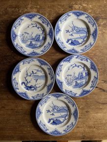 Assiettes Gien oiseaux lapins